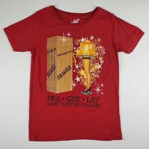 A Christmas Story Graphic Tee Short Sleeve Pullover T-Shirt Red Leg Lamp Size M
